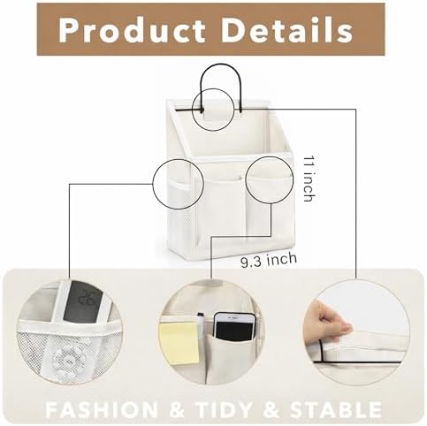 Kanrichu 2pcs Wall Hanging Organizer Bag, Linen Fabric Door Hanging Storage - Image 2