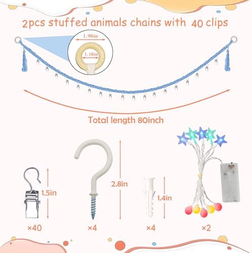 2PCS Stuffed Animals Storage Chain Organizers 80" Cotton Hanging Storage Chain - Image 2