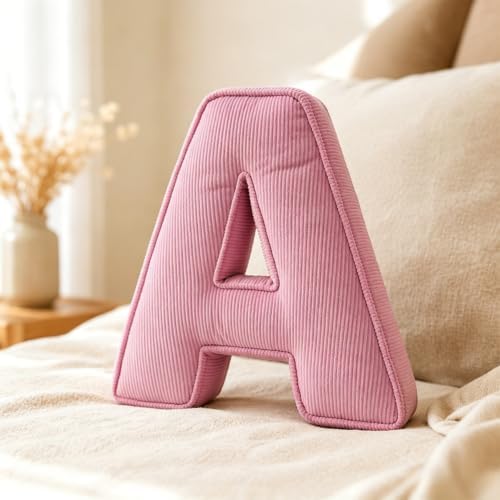 Pink Letter Plush Pillow, Letter Hugging Throw Pillows, Decorative Corduroy by Shapeazy