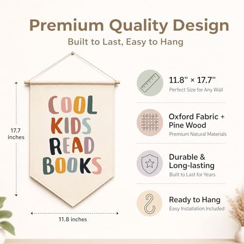 Reading Banner for Classroom Wall Decor, Cool Kids Read Books Sign, Book Nook - Image 2