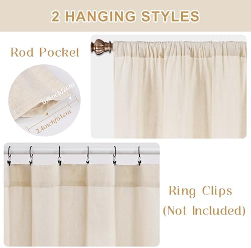 ASPMIZ Boho Linen Kitchen Curtains 36 Inch Length, Farmhouse Kitchen Window - Image 5