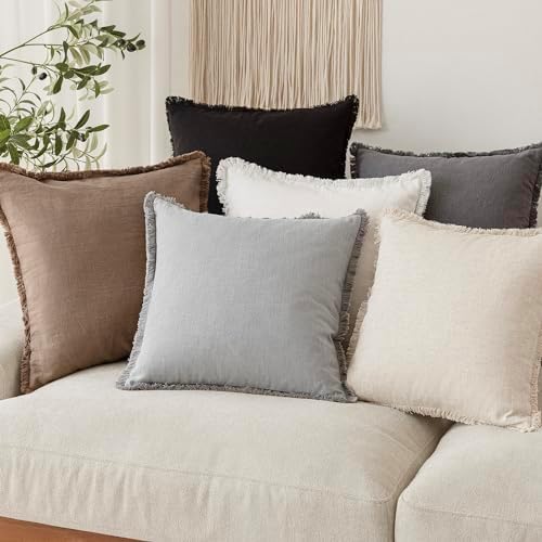 Foindtower Decorative Linen Fringe Throw Pillow Covers Boho Farmhouse Cushion - Image 7