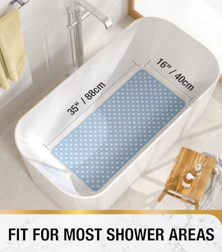 HITSLAM Bathtub Mat Non Slip, 35 x 16 Inch Long TPE Bath Mat - Image 3