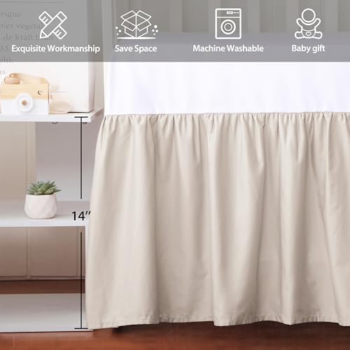 Crib Skirt Dust Ruffle, 100% Egyptian Cotton 400 Thread Count Soft Breathable - Image 3