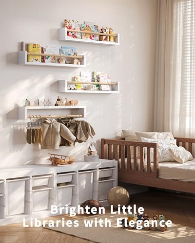 Seocry Nursery Book Shelves, 4 Pack, Wall Book Shelves - Image 5