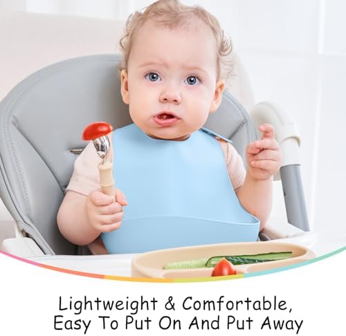 Mombella Silicone Bibs For Babies 6-12 Months, Flexible Toddler Bibs - Image 5