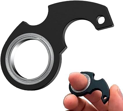 Black Keychain Spinner Fidget Ring Toy,Keychain Spinner Fidget Ring Metal Key Chain Spinner Fidget Ring Type Toy for Man Women and Kids Fidget Spinners