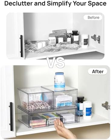 Vtopmart Clear Stackable Storage Drawers Set of 5, Plastic Organizer Bins - Image 5