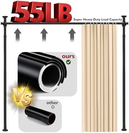 Room Divider Curtain Set-No Drilling Curtain Rod Set, Retractable Room Divider - Image 6