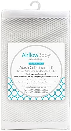 AirflowBaby Mesh Crib Liner for Full-Size Slatted Cribs, Lightweight 2mm Mesh by BreathableBaby