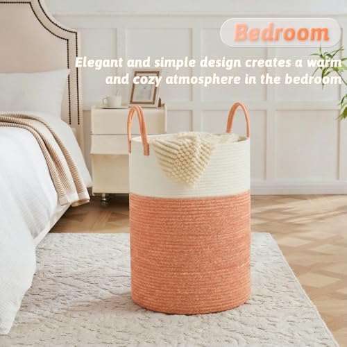 Laundry Basket, Woven Cotton Rope Laundry Hamper, 80L - Image 3