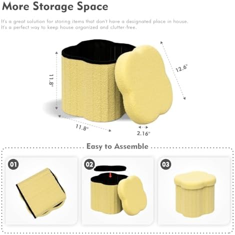 B FSOBEIIALEO Storage Ottoman Cube, Flowers Shaped Ottomans - Image 3
