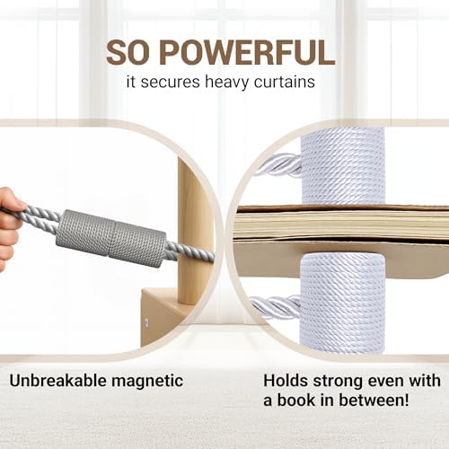 Hion Magnetic Curtain Tiebacks Grey 2pcs, Curtain Tiebacks Buckles Holdbacks - Image 5