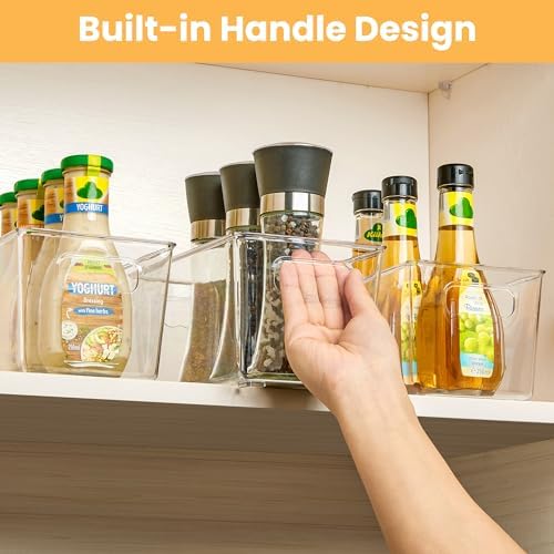 YIHONG 4 Pack Clear Storage Bins, Pantry Organizer Bins - Image 5