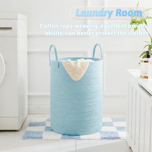 Laundry Basket, Woven Cotton Rope Laundry Hamper, 80L - Image 5