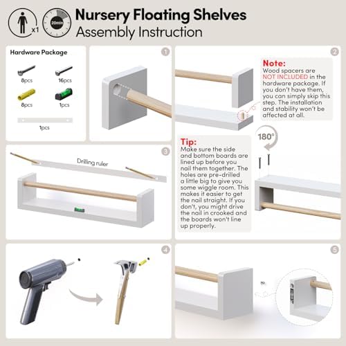 Seocry Nursery Book Shelves, 4 Pack, Wall Book Shelves - Image 2