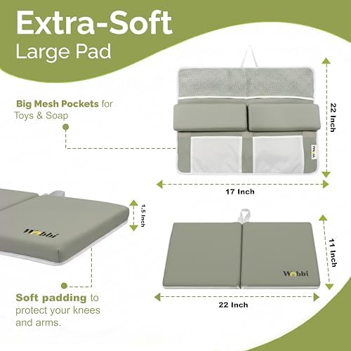 Wobbi Baby Bath Kneeler and Elbow Rest Pad Set | Extra Thick Memory Foam Support - Image 5