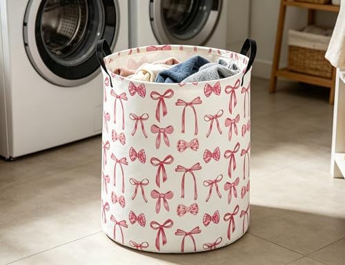 Pink Laundry Basket Bowknot Hamper - Image 3