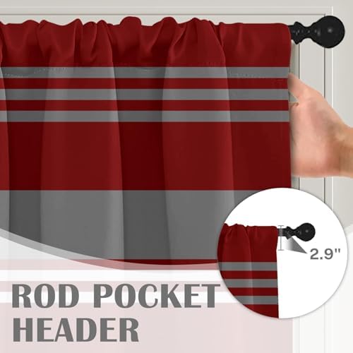 Emvency Valances for Windows, 2 Pack, 52x18 Inch, Striped Red - Image 5