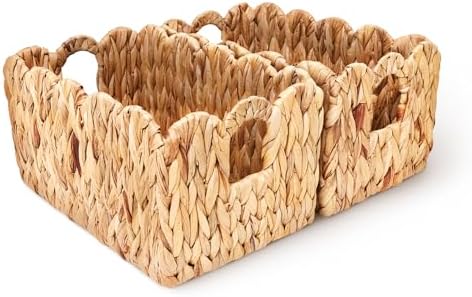 ByteX Scalloped Basket Set Water Hyacinth Wicker Storage Baskets by Unknown