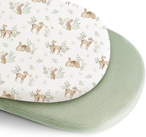 Konssy Muslin Bassinet Sheets for Baby Boys and Girls, 2 Pack by Konssy