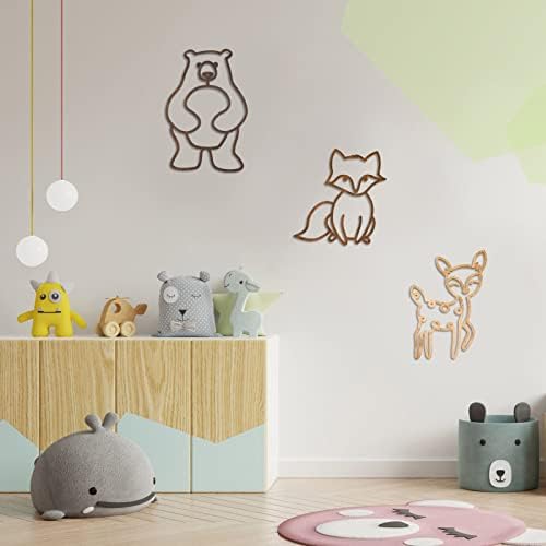 Yulejo Nursery Wall Decor 3 Pieces Jungle Theme Nursery Decor Wooden Animal - Image 5
