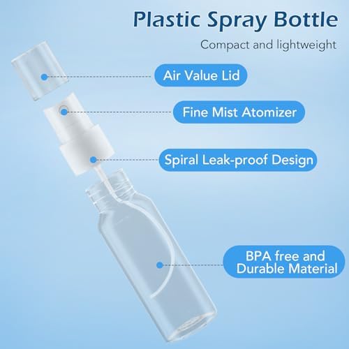 Zoizocp Spray Bottles, 2oz/50ml 12 Pack Clear Mini Travel Bottle Set - Image 4