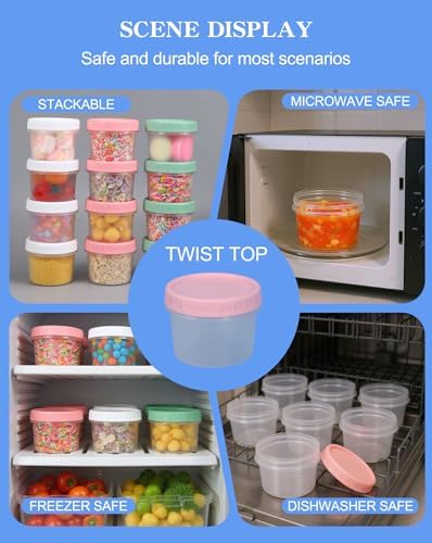4oz Plastic Containers with Lids, Food Storage Containers Reusable Dishwasher - Image 3