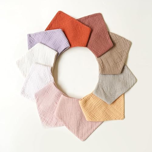 Konssy 10 Pack Baby Muslin Bandana Bibs - Image 6