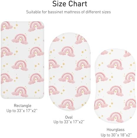 Baby Bassinet Sheets 4 Pack, Fits Rectangle Round Oval Hourglass Mattress - Image 3