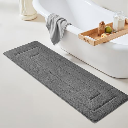 GRANNY SAYS Gray Bathroom Rug 59" x 20", Non-Slip Microfiber Bath Mat by GRANNYSAYS