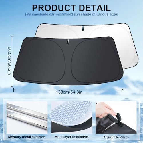 JUSTTOP Windshield Sun Shade for Toyota Tacoma 2016-2026 | Easy-Fold Windshield - Image 4