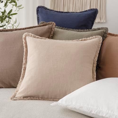 Foindtower Decorative Linen Fringe Throw Pillow Covers Cozy Boho Farmhouse - Image 5