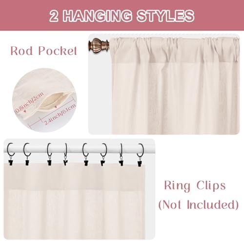 ASPMIZ Boho Linenn Kitchen Curtains 36 Inch Length, Farmhouse Kitchen Window - Image 5