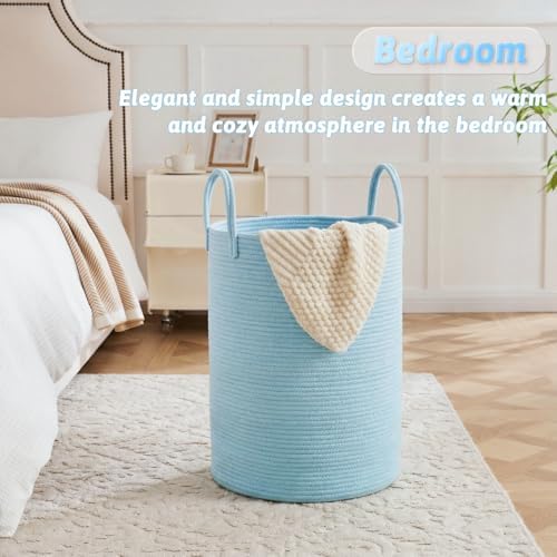 Laundry Basket, Woven Cotton Rope Laundry Hamper, 80L - Image 3