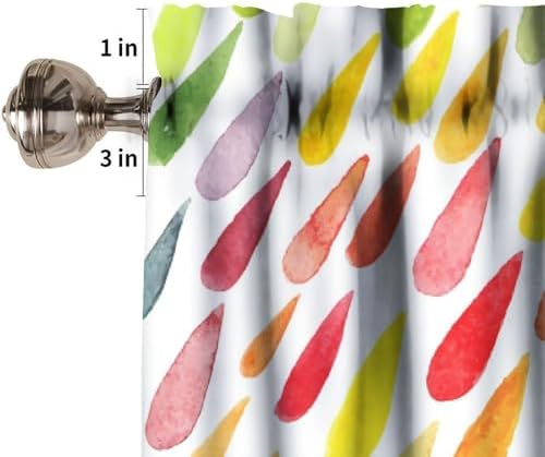 Rainbow Raindrops Valance Curtain, Watercolor Colorful Abstract Water Drops - Image 6