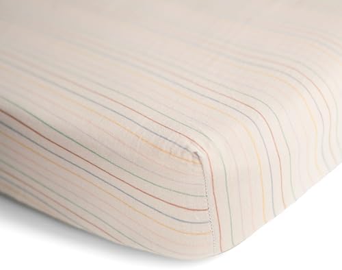 mushie Extra Soft Muslin Fitted MINI Crib Sheet | 24"x 38" - Image 2