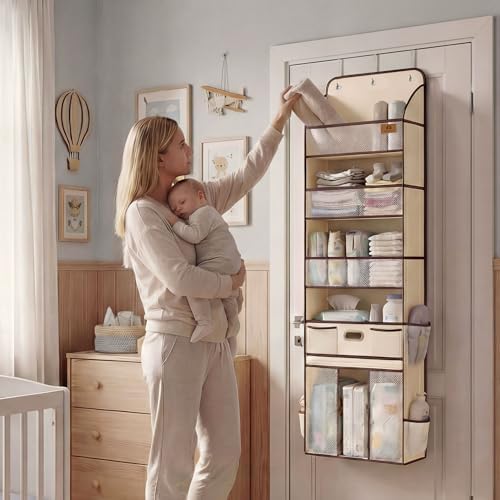 Baby Nursery Over The Door Organizer, 10 Pocket Hanging Storage - Image 2