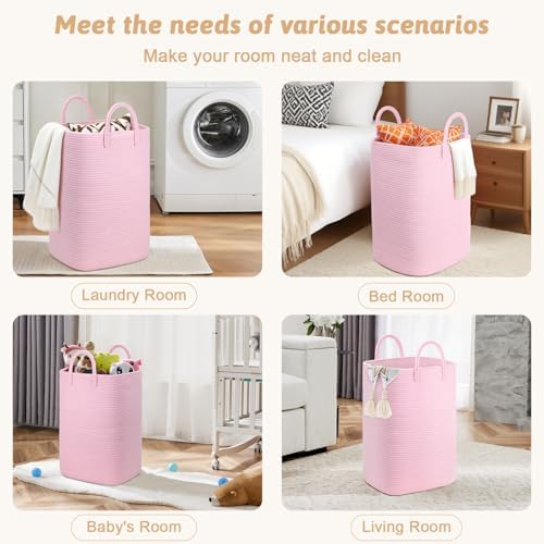 Artfeel Laundry Basket, Woven Cotton Rope Laundry Hamper, 60L Versatile Storage - Image 5