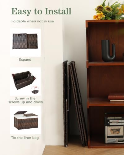 SETVSON Storage Basket with Lid PE Rattan Storage Basket 105L - Image 6