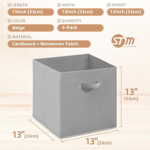 STORAGE MANIAC Storage Cubes, 13 Inch 6 Pack Collapsible Fabric Shelf Bins - Image 4
