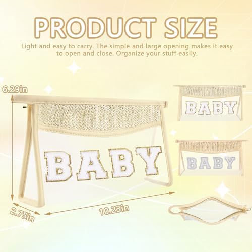 Cute Boho Patch Baby Bag Clear Makeup Letter Bag, Waterproof Zipper Make up - Image 2