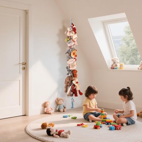 CERETIA 80" Stuffed Animal Organizer Chain, Wall Corner Storage, Baby Blue - Image 3