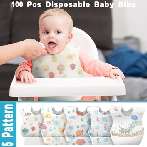 Shinymoon 100 Pcs Disposable Baby Bibs Individually Wrapped - Image 6