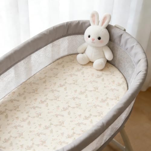 Organic Baby Bassinet Sheets 2 Pack 33”x17” 100% Muslin Cotton - Image 3