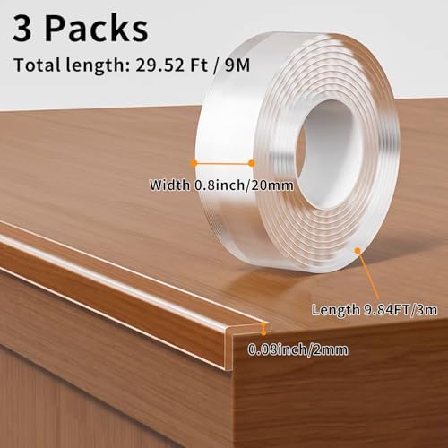 Clear Soft Corner Protectors for Furniture Strip, 0.8in x 9.84FT, Sharp Edge & - Image 2