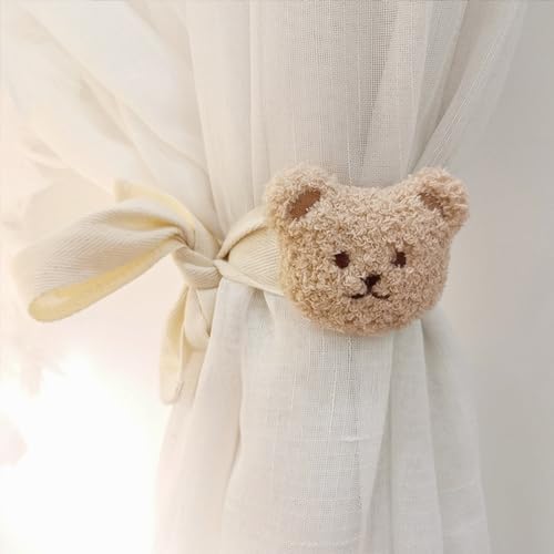 Whaline 4Pcs Bear Curtain Ties Cute Cartoon Bear Curtain Tieback Decorative - Image 4