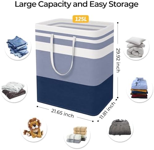 HomeHacks 2-Pack Large Laundry Basket, Waterproof, Freestanding Laundry Hamper - Image 4