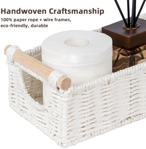 CubesLand Wicker Toilet Storage Basket Tray Organizer W/Cut Out Handle - Image 6