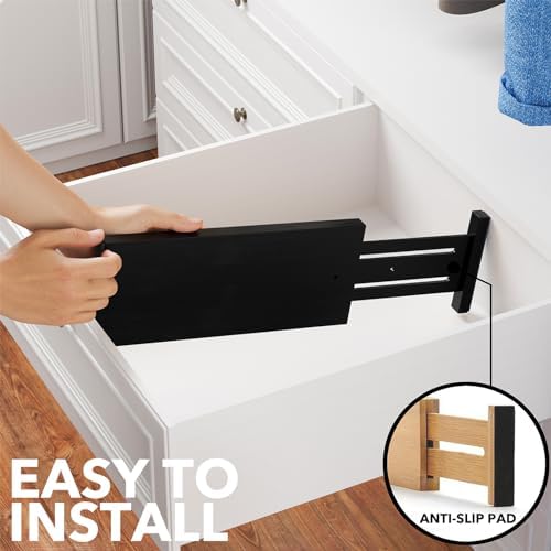 SpaceAid Bamboo Dresser Drawer Dividers 6 Pack, 4.65“ High Adjustable 12.5“-17” - Image 6